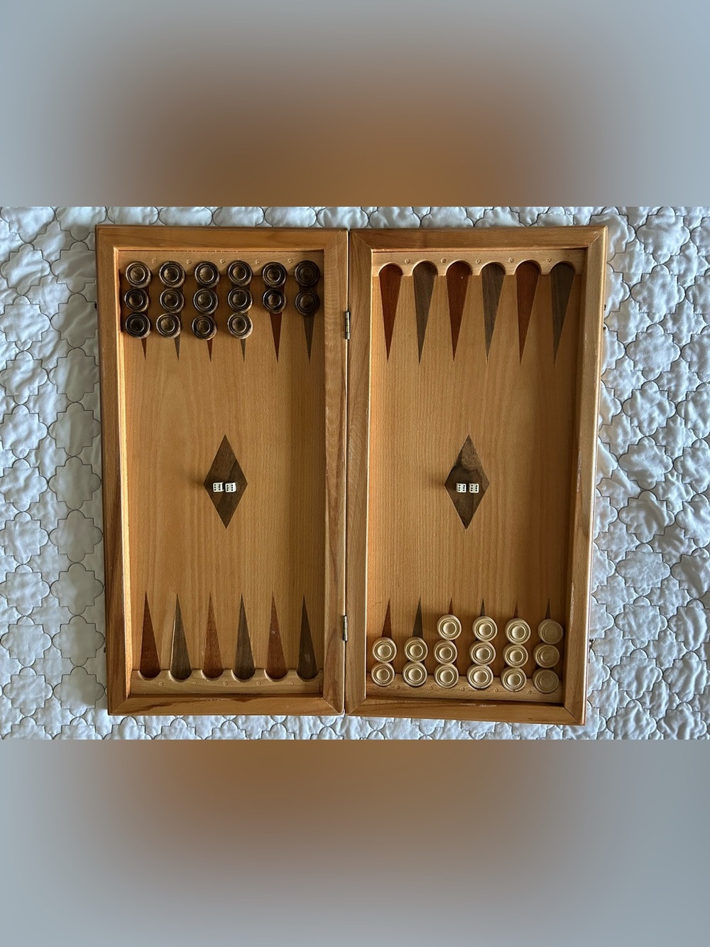 Wooden Backgammon Set in Natural Brown by